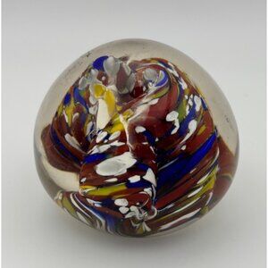 Confetti paperweight Multicolor Accents Red Blue Yellow White 3"